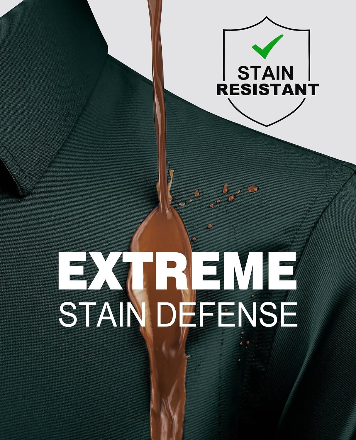 image:imageAlimens amp Gentle Mens Stain Shield Dress Shirts Slim Fit Button Down ShirtDark Green