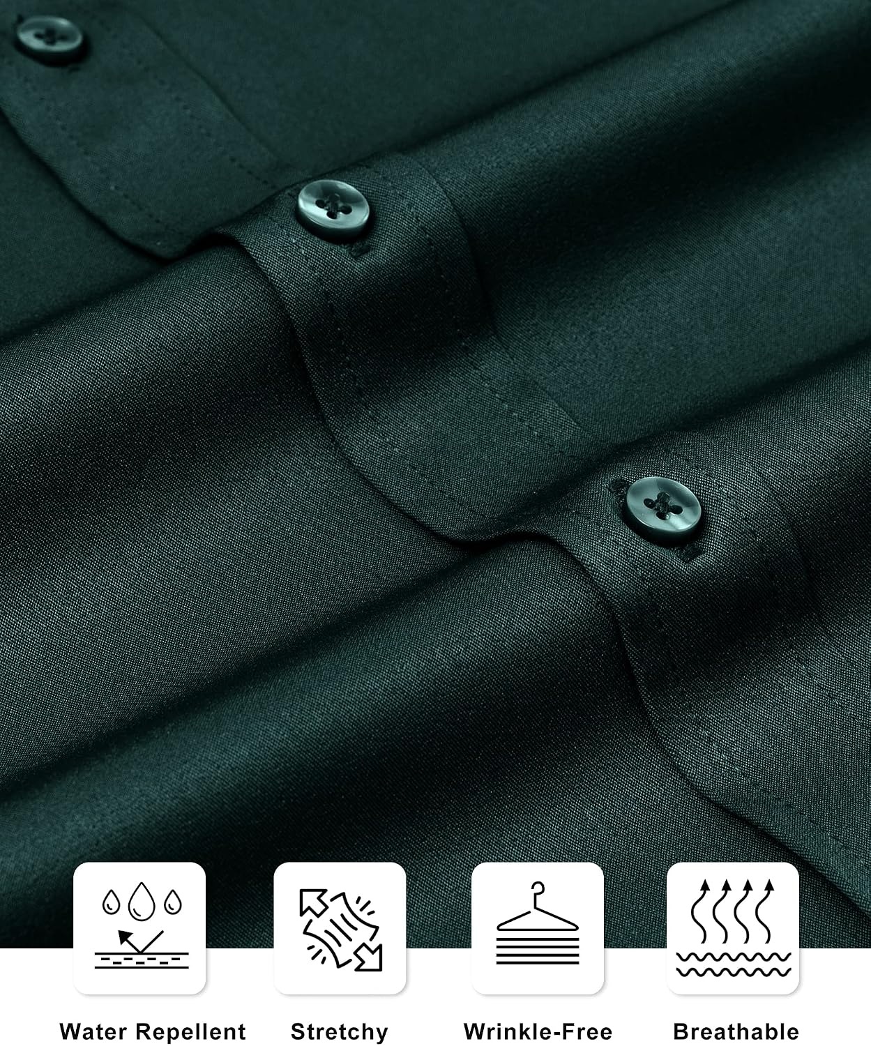 image:imageAlimens amp Gentle Mens Stain Shield Dress Shirts Slim Fit Button Down ShirtDark Green