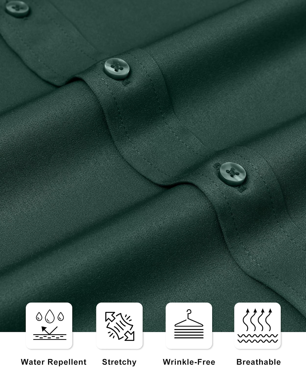 image:imageAlimens amp Gentle Mens Stain Shield Dress Shirts Slim Fit Button Down ShirtEmerald Green