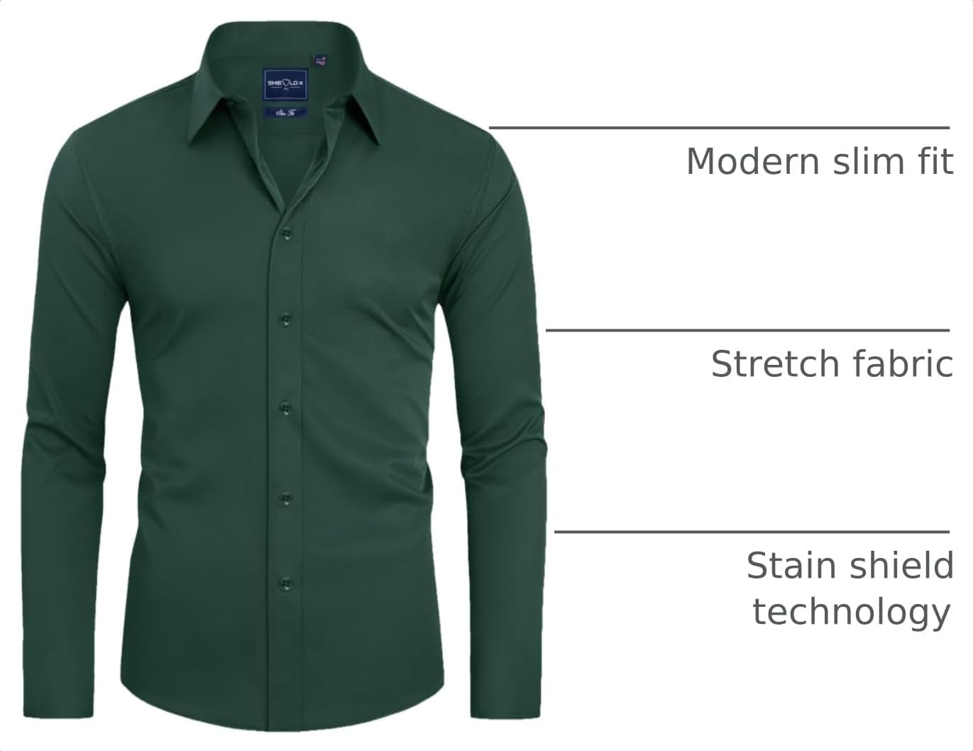 image:imageAlimens amp Gentle Mens Stain Shield Dress Shirts Slim Fit Button Down ShirtEmerald Green