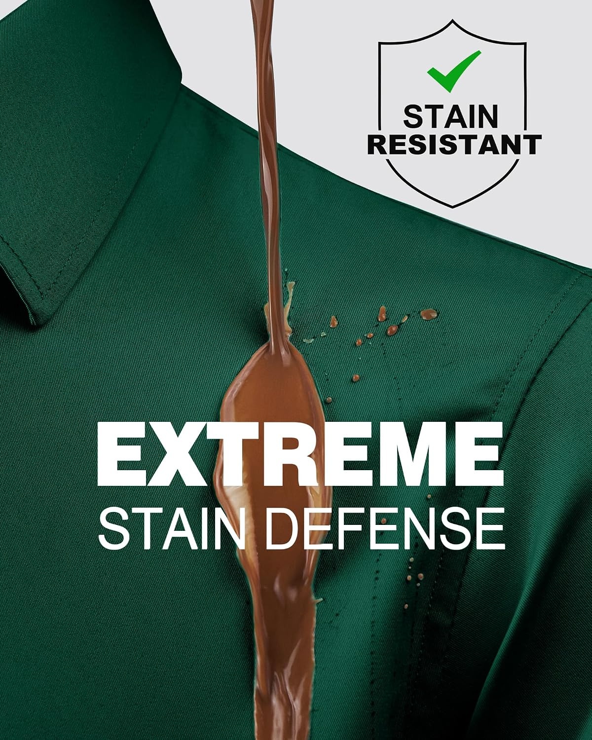 image:imageAlimens amp Gentle Mens Stain Shield Dress Shirts Slim Fit Button Down ShirtForest Green