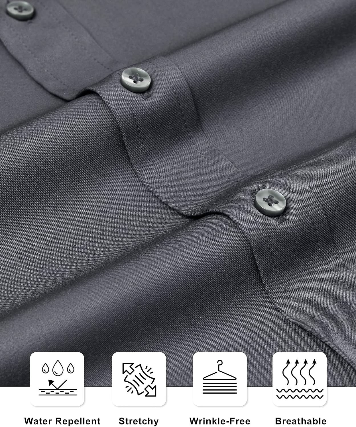 image:imageAlimens amp Gentle Mens Stain Shield Dress Shirts Slim Fit Button Down ShirtGrey