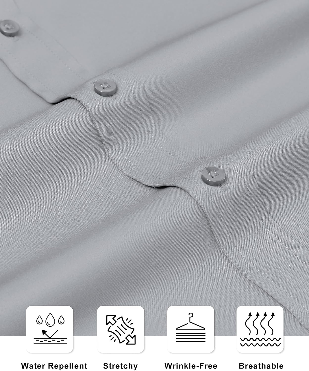 image:imageAlimens amp Gentle Mens Stain Shield Dress Shirts Slim Fit Button Down ShirtLight Grey