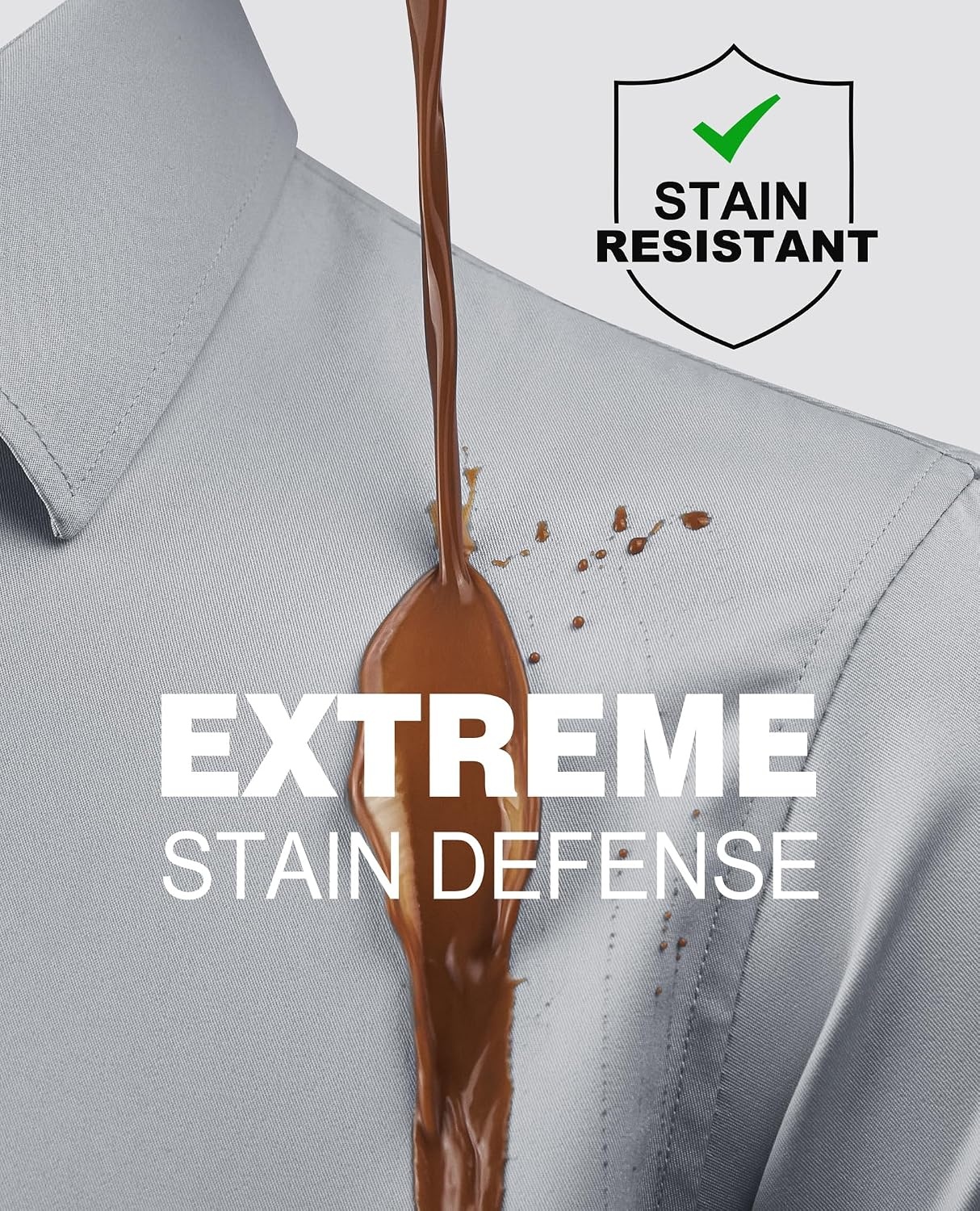 image:imageAlimens amp Gentle Mens Stain Shield Dress Shirts Slim Fit Button Down ShirtLight Grey