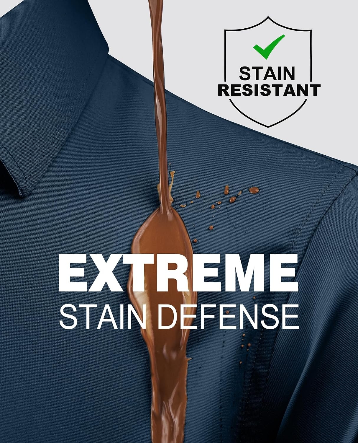 image:imageAlimens amp Gentle Mens Stain Shield Dress Shirts Slim Fit Button Down ShirtLight Navy