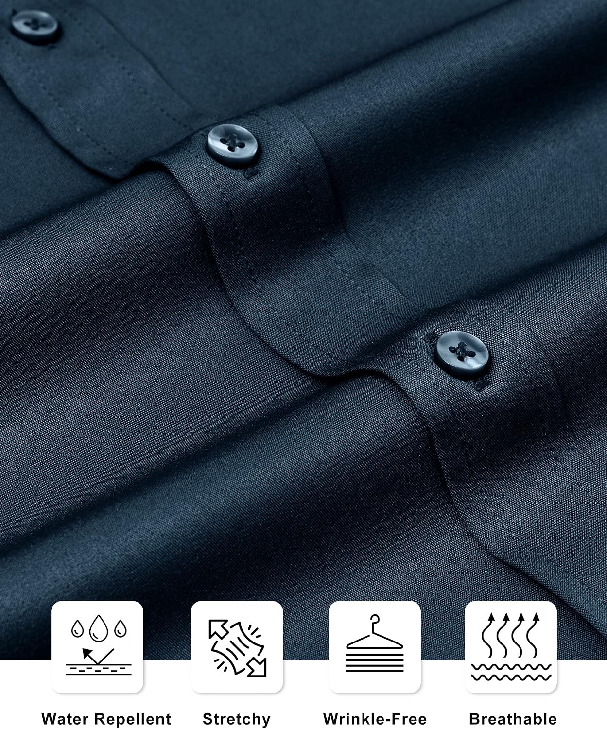 image:imageAlimens amp Gentle Mens Stain Shield Dress Shirts Slim Fit Button Down ShirtLight Navy