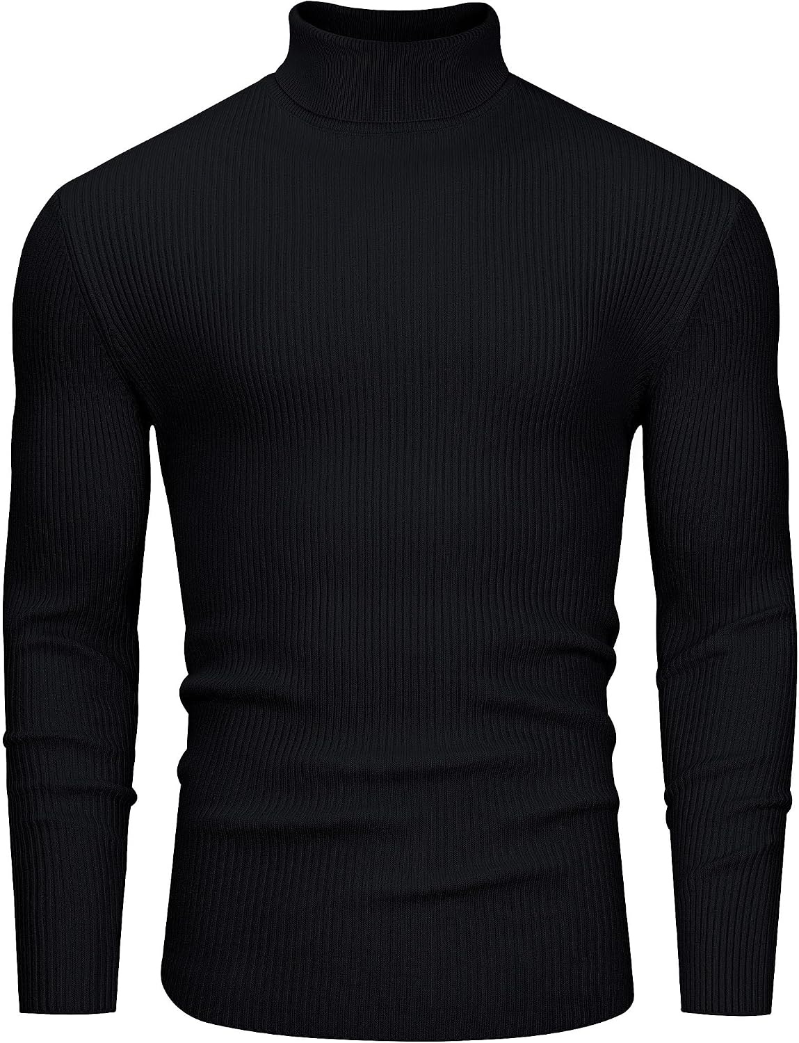 image:imageAlimens amp Gentle Mens Turtleneck Sweater Slim Fit Cable Knitted Casual Pullover Lightweight Ribbed Long Sleeve SweatersBlack