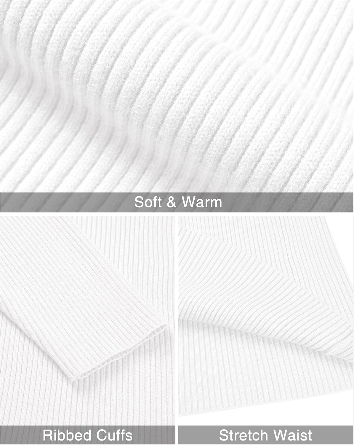 image:imageAlimens amp Gentle Mens Turtleneck Sweater Slim Fit Cable Knitted Casual Pullover Lightweight Ribbed Long Sleeve SweatersWhite