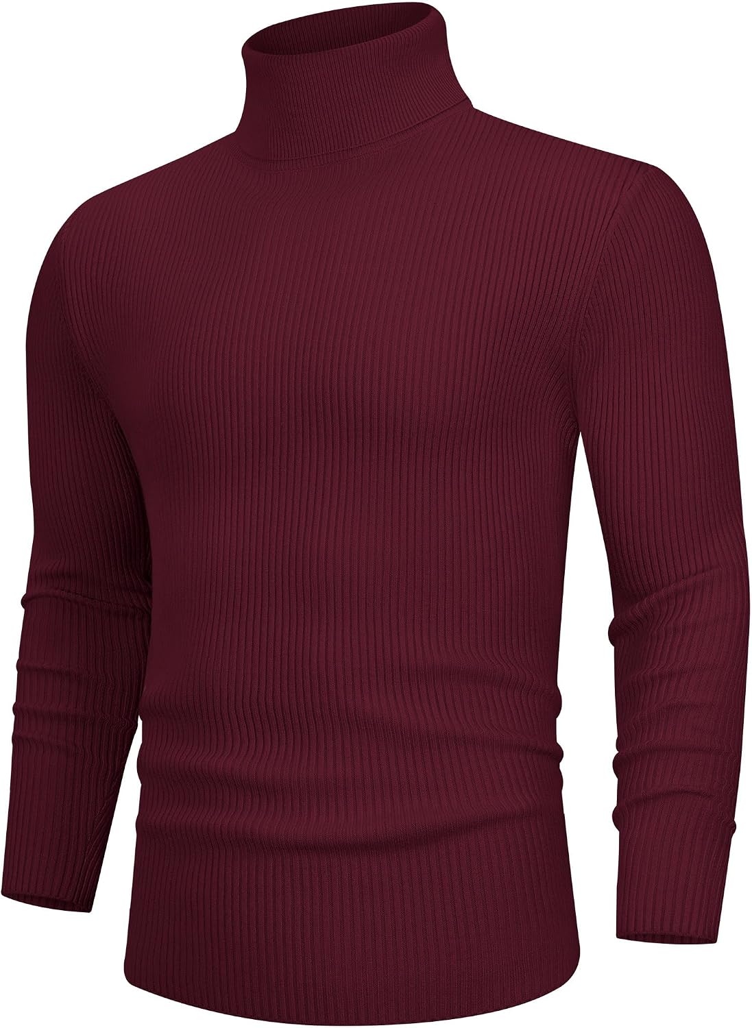 image:imageAlimens amp Gentle Mens Turtleneck Sweater Slim Fit Cable Knitted Casual Pullover Lightweight Ribbed Long Sleeve SweatersWine Red