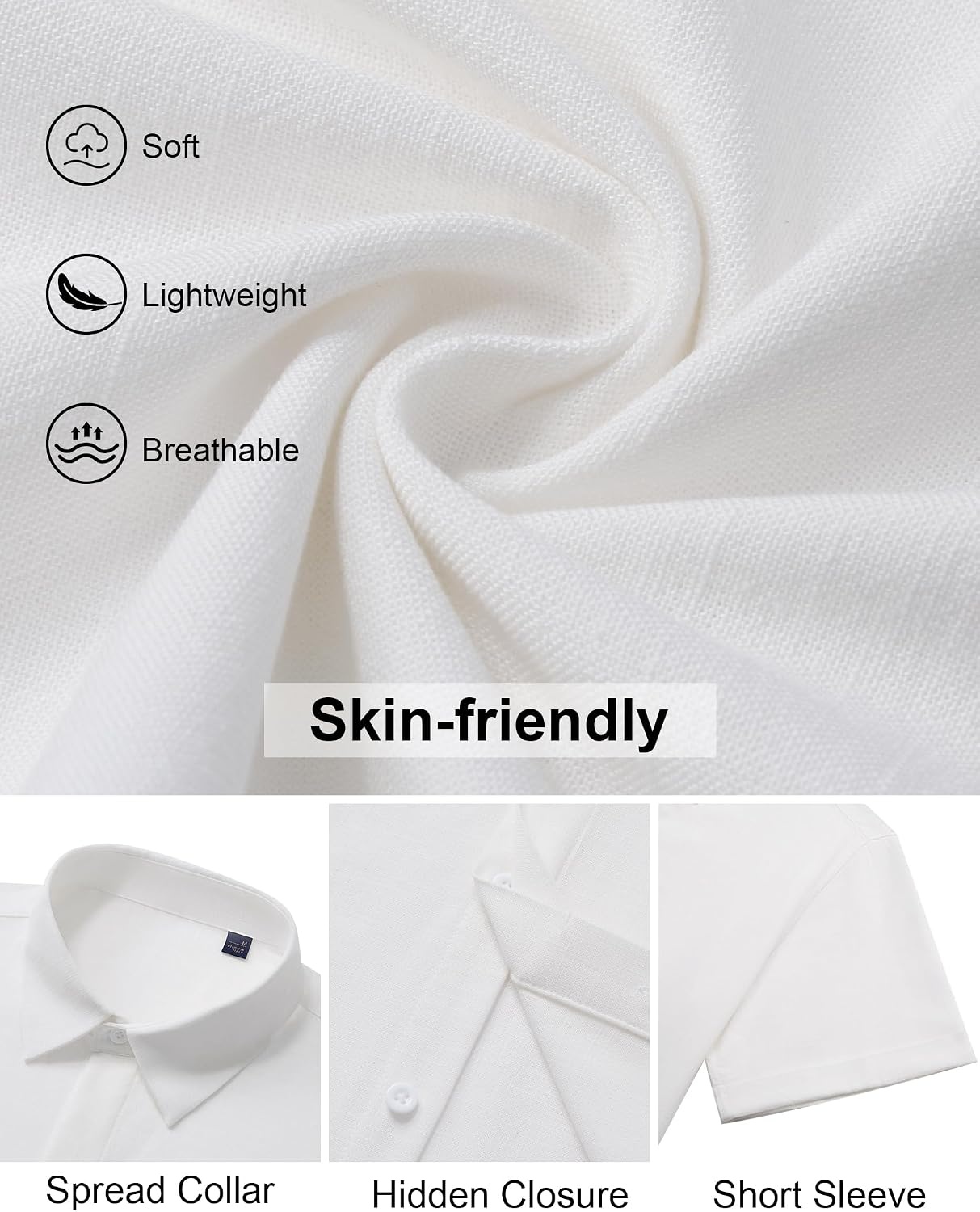 image:imageMens Linen Shirt Short Sleeve Button Down Shirt Summer Casual Beach TopsWhite