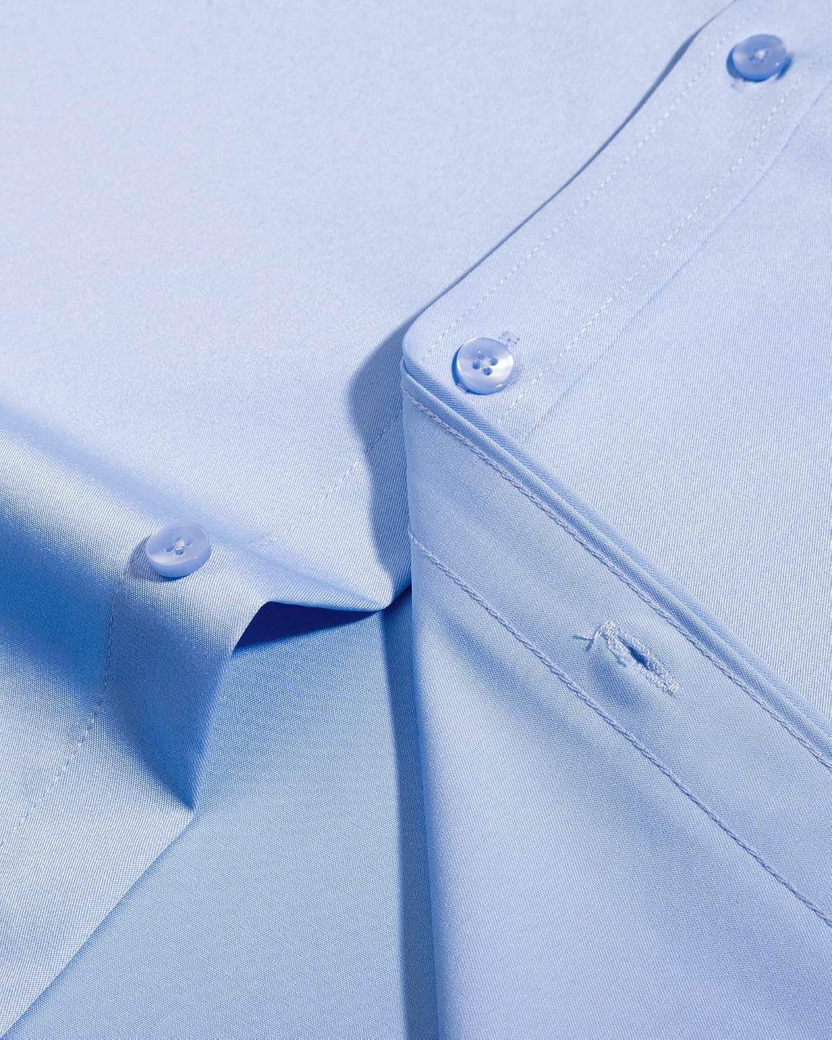 image:imageMens Short Sleeve Dress Shirt Wrinkle Free Summer Button Down ShirtsLight Blue