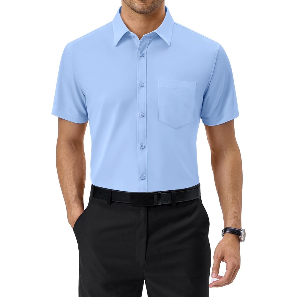 image:imageAlimens amp Gentle Mens Dress Shirt Short Sleeve Pocket Button Down ShirtBlue