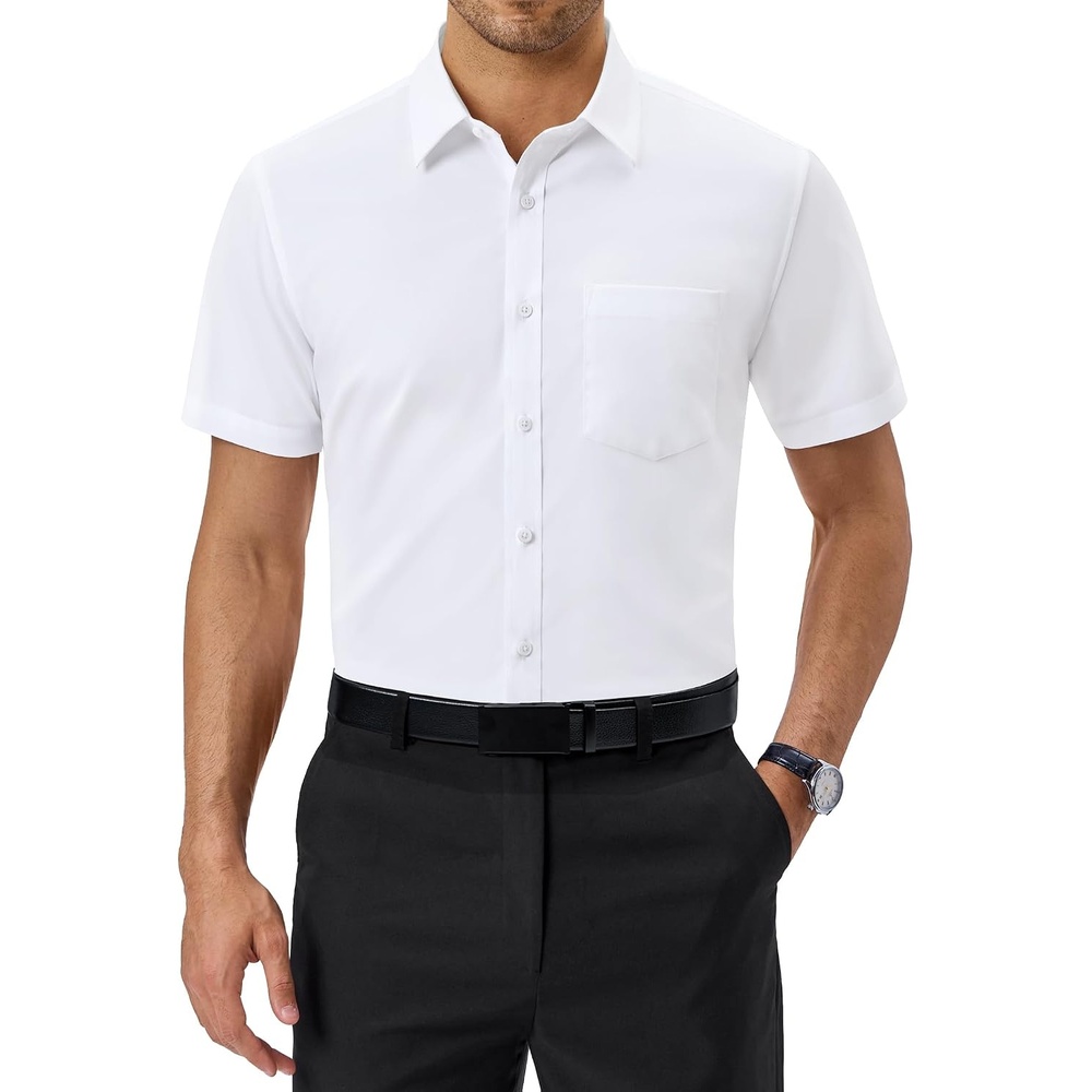 image:imageAlimens amp Gentle Mens Dress Shirt Short Sleeve Pocket Button Down ShirtWhite