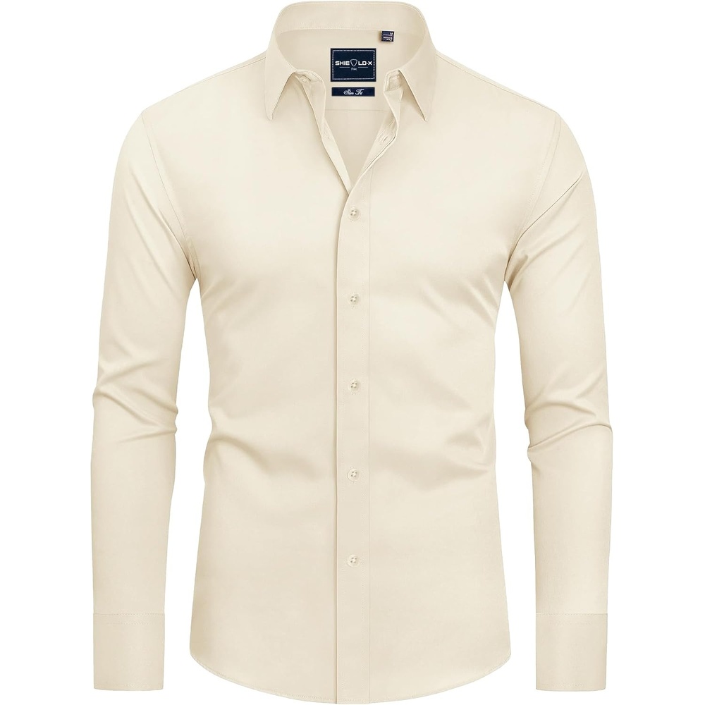 image:imageAlimens amp Gentle Mens Stain Shield Dress Shirts Slim Fit Button Down ShirtBeige