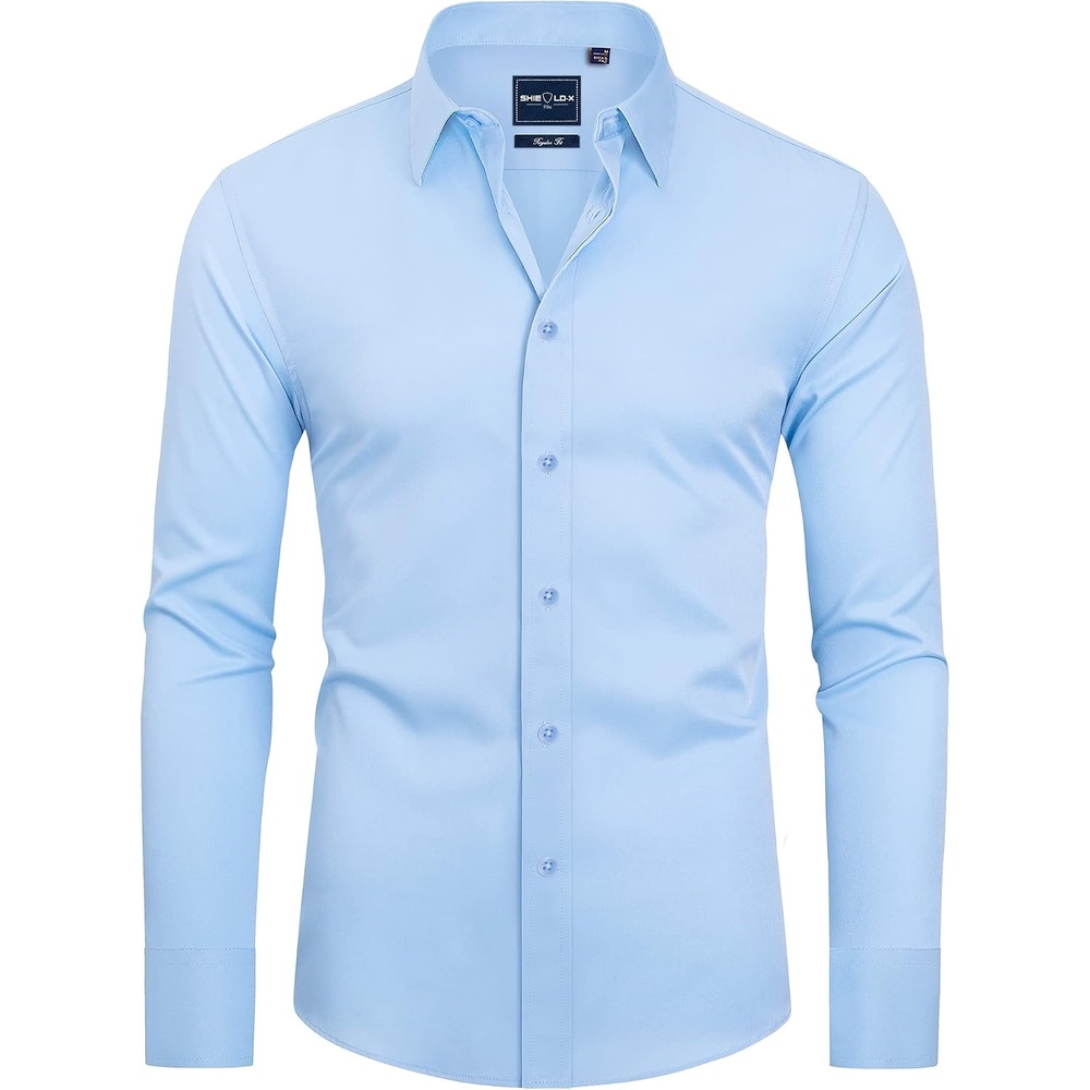 image:imageAlimens amp Gentle Mens Stain Shield Dress Shirts Slim Fit Button Down ShirtBlue Sky