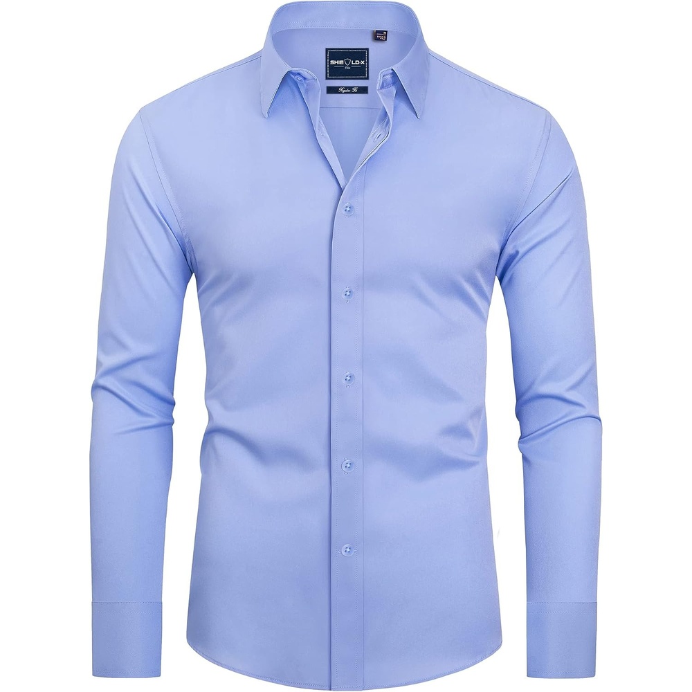 image:imageAlimens amp Gentle Mens Stain Shield Dress Shirts Slim Fit Button Down ShirtBlue Vlet