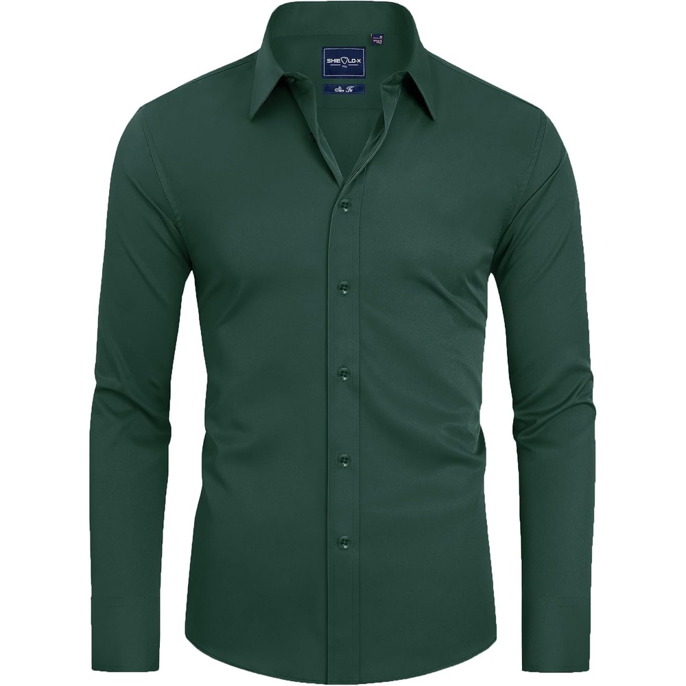 image:imageAlimens amp Gentle Mens Stain Shield Dress Shirts Slim Fit Button Down ShirtEmerald Green