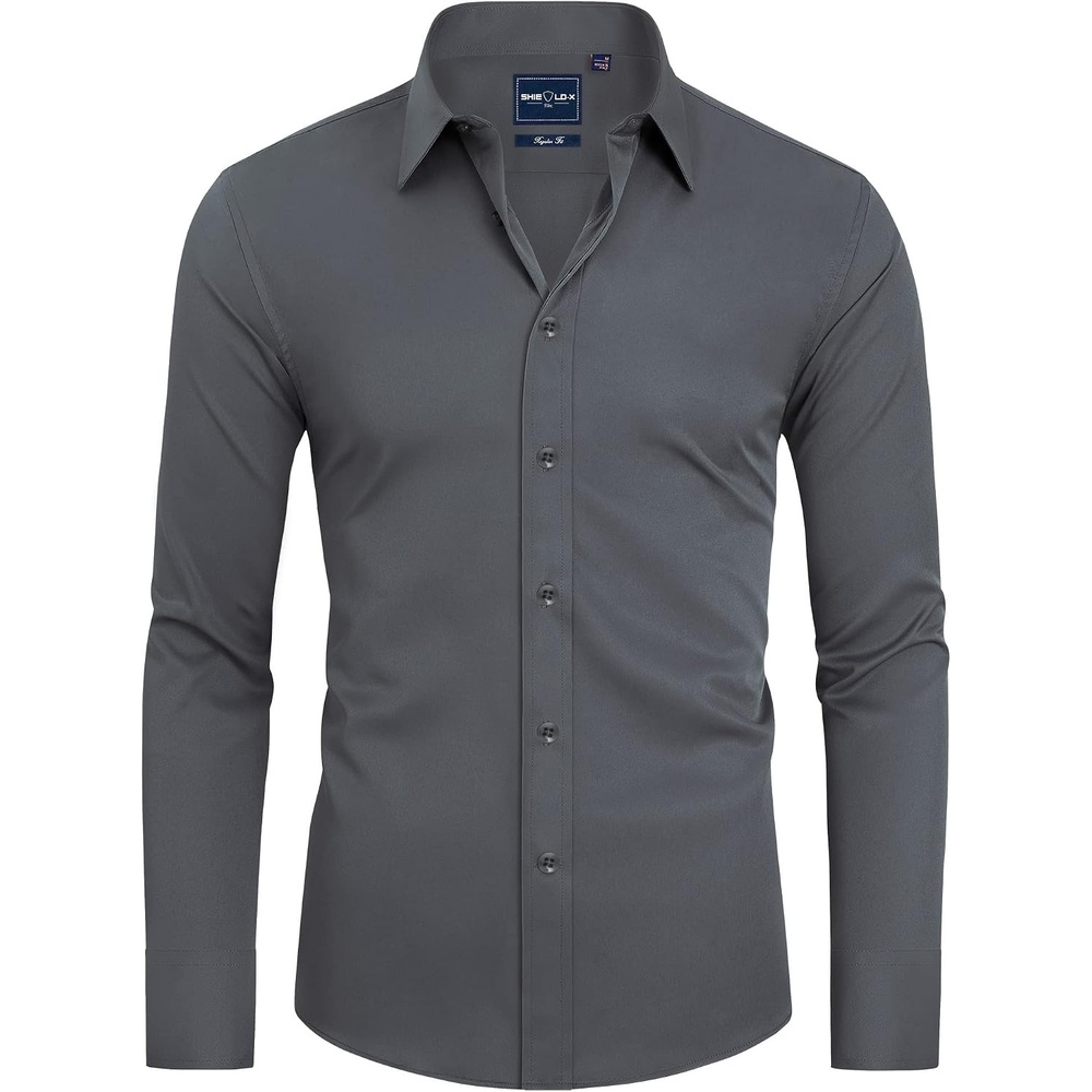 image:imageAlimens amp Gentle Mens Stain Shield Dress Shirts Slim Fit Button Down ShirtGrey