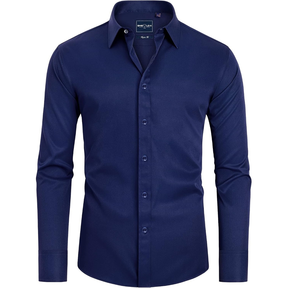 image:imageAlimens amp Gentle Mens Stain Shield Dress Shirts Slim Fit Button Down ShirtNavy