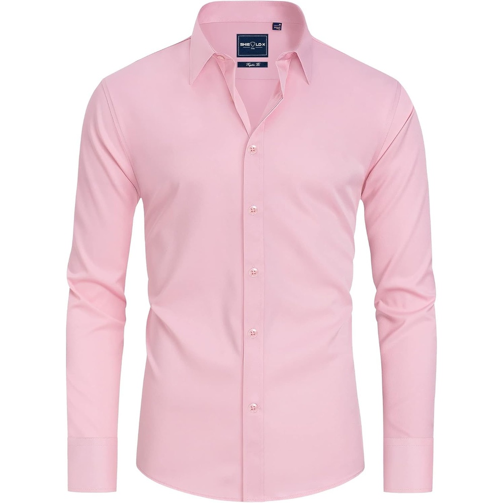 image:imageAlimens amp Gentle Mens Stain Shield Dress Shirts Slim Fit Button Down ShirtPink