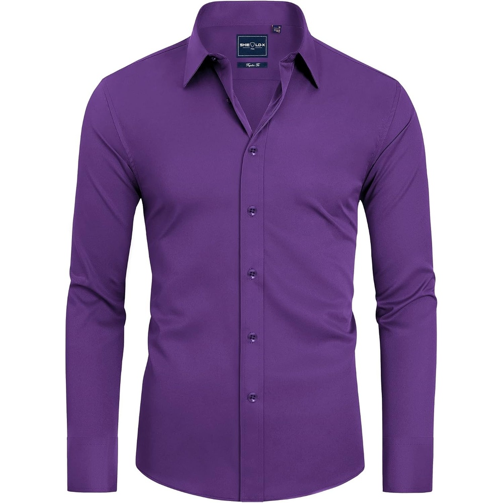 image:imageAlimens amp Gentle Mens Stain Shield Dress Shirts Slim Fit Button Down ShirtPurple