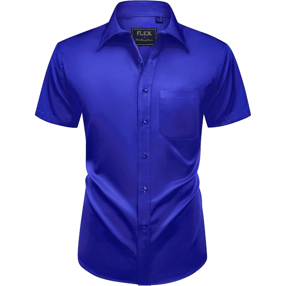 image:imageMens Short Sleeve Dress Shirt Wrinkle Free Summer Button Down ShirtsRoyal Blue