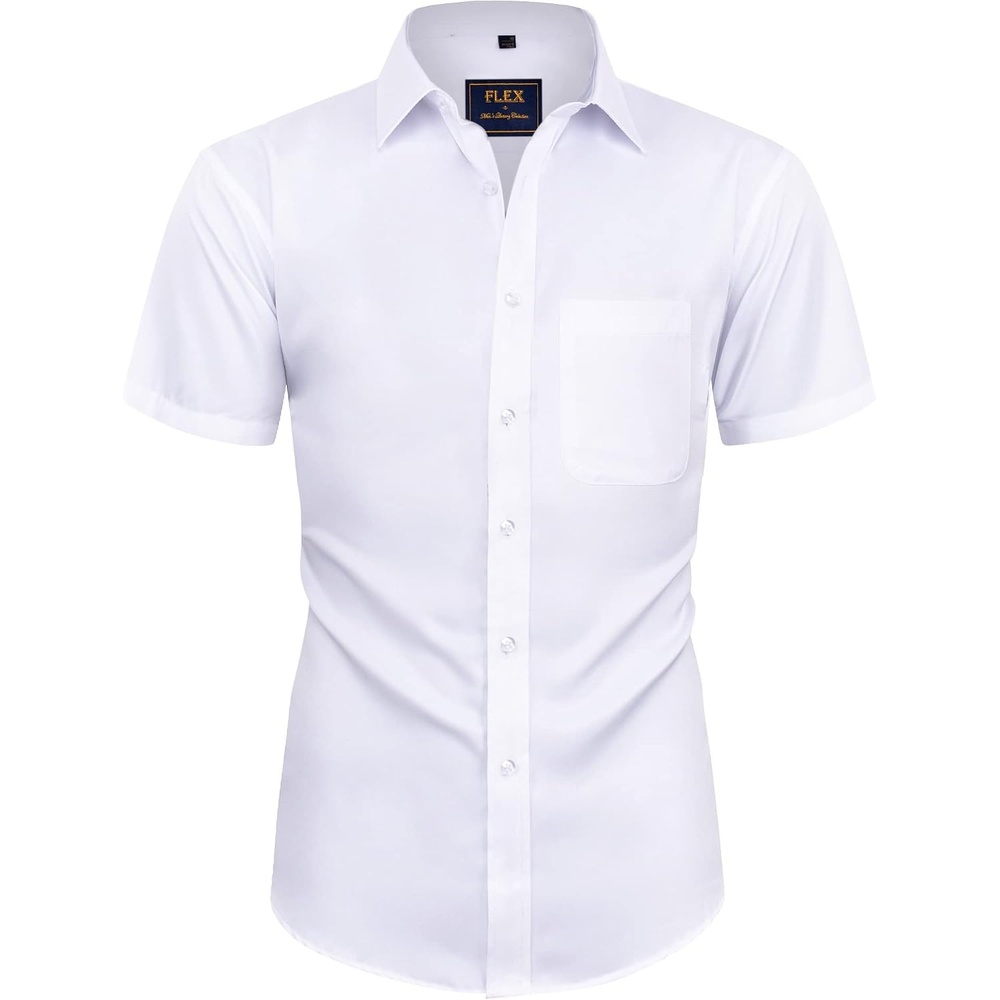 image:imageMens Short Sleeve Dress Shirt Wrinkle Free Summer Button Down ShirtsWhite