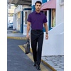 Alimens & Gentle Mens Dress Shirt Short Sleeve Pocket Button Down Shirt(Grape Purple)