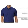 Alimens & Gentle Mens Dress Shirt Short Sleeve Pocket Button Down Shirt(Navy Blue)