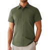 Alimens & Gentle Mens Dress Shirt Short Sleeve Pocket Button Down Shirt(Olive)