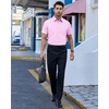 Alimens & Gentle Mens Dress Shirt Short Sleeve Pocket Button Down Shirt(Pink)