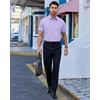 Alimens & Gentle Mens Dress Shirt Short Sleeve Pocket Button Down Shirt(Purple)