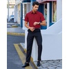 Alimens & Gentle Mens Dress Shirt Short Sleeve Pocket Button Down Shirt(Red)