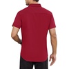 Alimens & Gentle Mens Dress Shirt Short Sleeve Pocket Button Down Shirt(Red)