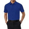 Alimens & Gentle Mens Dress Shirt Short Sleeve Pocket Button Down Shirt(Royal Blue)