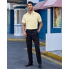 Alimens & Gentle Mens Dress Shirt Short Sleeve Pocket Button Down Shirt(Yellow)