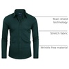 Alimens & Gentle Mens Stain Shield Dress Shirts Slim Fit Button Down Shirt(Dark Green)