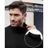 Alimens & Gentle Mens Turtleneck Sweater Slim Fit Cable Knitted Casual Pullover Lightweight Ribbed Long Sleeve Sweaters(Black)