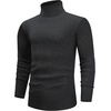Alimens & Gentle Mens Turtleneck Sweater Slim Fit Cable Knitted Casual Pullover Lightweight Ribbed Long Sleeve Sweaters(Dark Grey)