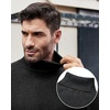 Alimens & Gentle Mens Turtleneck Sweater Slim Fit Cable Knitted Casual Pullover Lightweight Ribbed Long Sleeve Sweaters(Dark Grey)