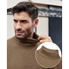 Alimens & Gentle Mens Turtleneck Sweater Slim Fit Cable Knitted Casual Pullover Lightweight Ribbed Long Sleeve Sweaters(Khaki)