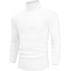 Alimens & Gentle Mens Turtleneck Sweater Slim Fit Cable Knitted Casual Pullover Lightweight Ribbed Long Sleeve Sweaters(White)