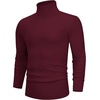 Alimens & Gentle Mens Turtleneck Sweater Slim Fit Cable Knitted Casual Pullover Lightweight Ribbed Long Sleeve Sweaters(Wine Red)