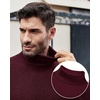 Alimens & Gentle Mens Turtleneck Sweater Slim Fit Cable Knitted Casual Pullover Lightweight Ribbed Long Sleeve Sweaters(Wine Red)