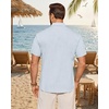 Mens Linen Shirt Short Sleeve Button Down Shirt Summer Casual Beach Tops(Sky Blue)