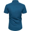 Mens Short Sleeve Dress Shirt Wrinkle Free Summer Button Down Shirts(Azure Blue)