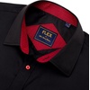Mens Short Sleeve Dress Shirt Wrinkle Free Summer Button Down Shirts(Black Red)
