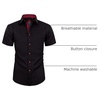 Mens Short Sleeve Dress Shirt Wrinkle Free Summer Button Down Shirts(Black Red)