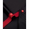 Mens Short Sleeve Dress Shirt Wrinkle Free Summer Button Down Shirts(Black Red)