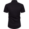 Mens Short Sleeve Dress Shirt Wrinkle Free Summer Button Down Shirts(Black Red)